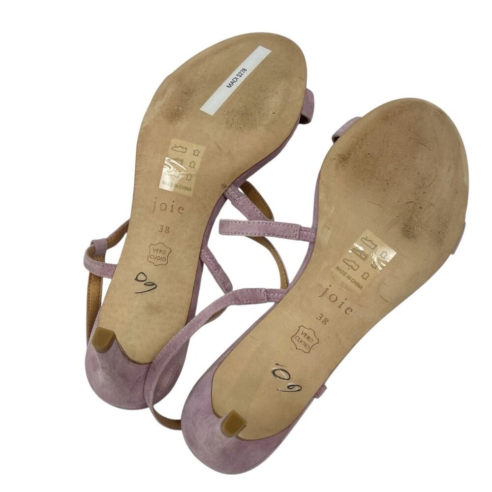 Joie Madi Heeled Sandals Size 7.5 US 38 EU Lilac Purple Suede Strappy Slingback - Picture 10 of 12